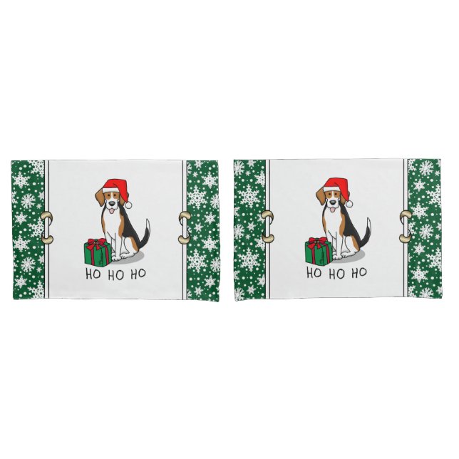 Christmas Santa Hat Beagle (tri colour 3) Dog Cute Pillowcase (Front-Set)