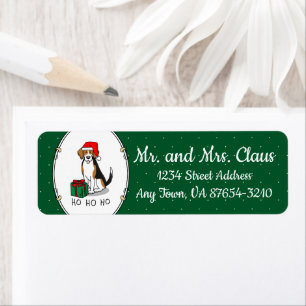 Christmas Santa Hat Beagle (tri colour 3) Dog Cute Return Address Label