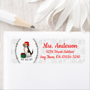 Christmas Santa Hat Beagle (tri colour 3) Dog Cute Return Address Label