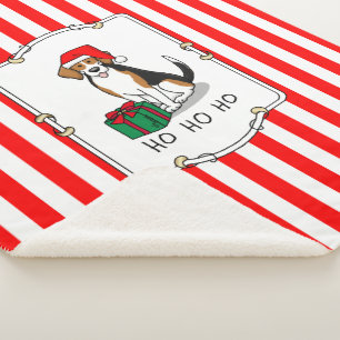 Christmas Santa Hat Beagle (tri colour 3) Dog Cute Sherpa Blanket