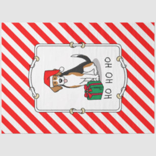 Christmas Santa Hat Beagle (tri colour 3) Dog Cute Tissue Paper
