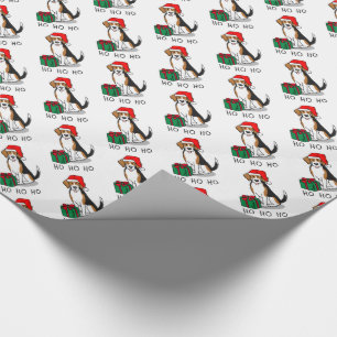 Christmas Santa Hat Beagle (tri colour 3) Dog Cute Wrapping Paper