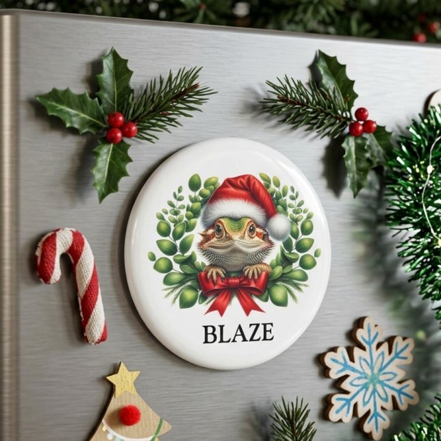 Christmas Santa Hat Bearded Dragon Custom Magnet (Creator Uploaded)