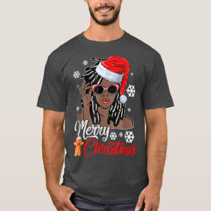 Christmas Santa Hat  Black African Girl American X T-Shirt