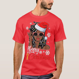 Christmas Santa Hat  Black African Girl American X T-Shirt