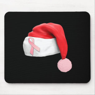 Christmas Santa Hat Breast Cancer Awareness Mouse Pad