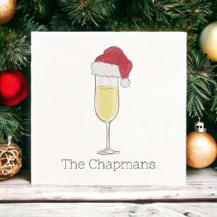 Christmas Santa Hat Champagne Festive Napkin