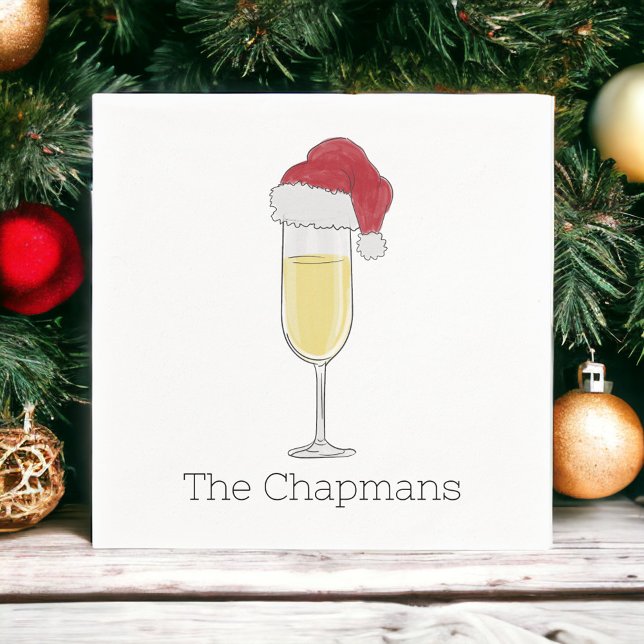 Christmas Santa Hat Champagne Festive Napkin (Creator Uploaded)