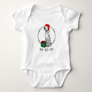 Christmas Santa Hat Dalmatian Dog (black 1) Cute Baby Bodysuit