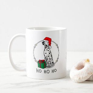 Christmas Santa Hat Dalmatian Dog (black 1) Cute Coffee Mug