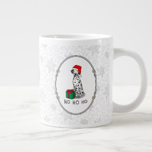 Christmas Santa Hat Dalmatian Dog (black 1) Cute Large Coffee Mug