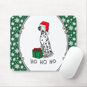 Christmas Santa Hat Dalmatian Dog (black 1) Cute Mouse Pad