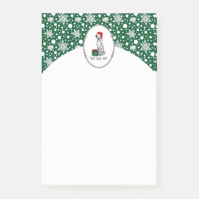 Christmas Santa Hat Dalmatian Dog (black 1) Cute Post-it Notes (Front)