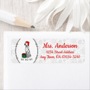 Christmas Santa Hat Dalmatian Dog (black 1) Cute Return Address Label