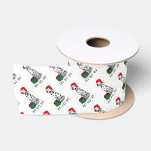Christmas Santa Hat Dalmatian Dog (black 1) Cute Satin Ribbon