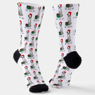 Christmas Santa Hat Dalmatian Dog (black 1) Cute Socks