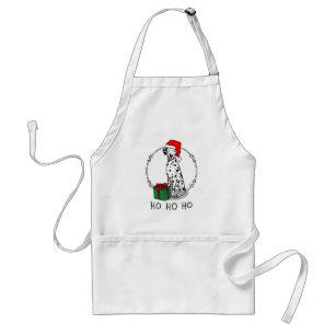 Christmas Santa Hat Dalmatian Dog (black 1) Cute Standard Apron