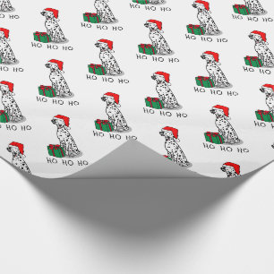 Christmas Santa Hat Dalmatian Dog (black 1) Cute Wrapping Paper