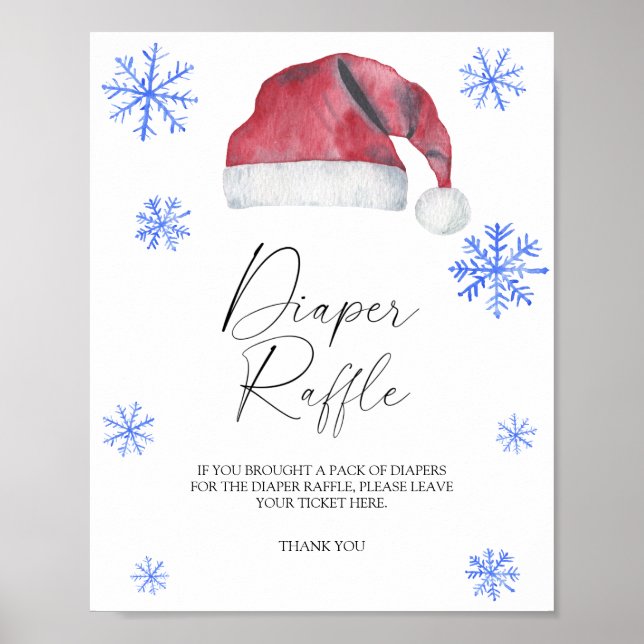 Christmas santa hat - diaper raffle poster (Front)
