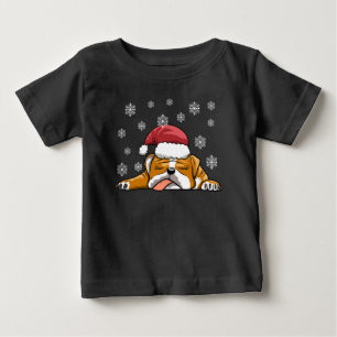 Christmas Santa Hat English Bulldog Sleeping Baby T-Shirt