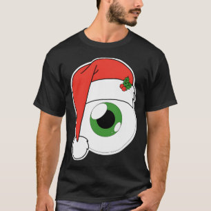 Christmas Santa Hat Eyeball- Green Iris T-Shirt