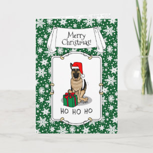 Christmas Santa Hat German Shepherd Dog Cute Card
