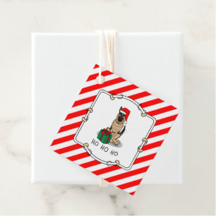 Christmas Santa Hat German Shepherd Dog Cute Favour Tags