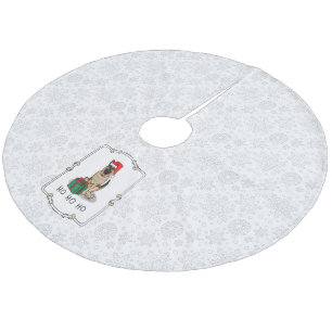 Christmas Santa Hat German Shepherd Dog Cute Fleece Tree Skirt