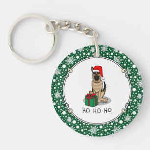 Christmas Santa Hat German Shepherd Dog Cute Key Ring