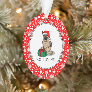 Christmas Santa Hat German Shepherd Dog Cute Ornament