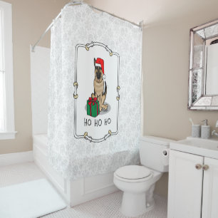 Christmas Santa Hat German Shepherd Dog Cute Shower Curtain