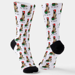Christmas Santa Hat German Shepherd Dog Cute Socks