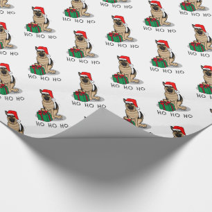 Christmas Santa Hat German Shepherd Dog Cute Wrapping Paper