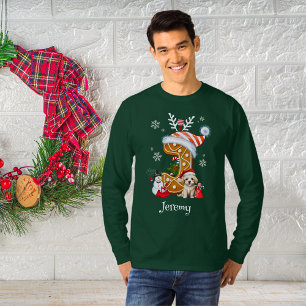 Christmas Santa Hat Gingerbread Alphabet G Men's T-Shirt