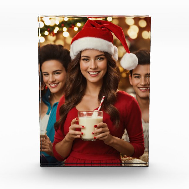 Christmas Santa Hat Girl and Boy Photo Block (Front)