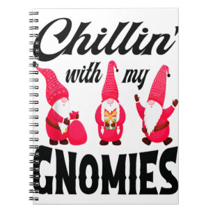Christmas Santa Hat Gnome Chillin With My Gnomies Notebook