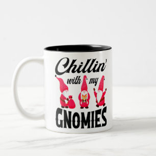 Christmas Santa Hat Gnome Chillin With My Gnomies Two-Tone Coffee Mug
