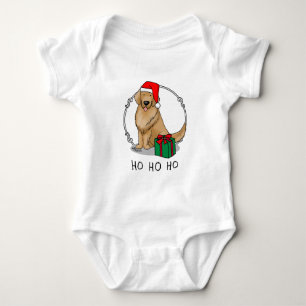 Christmas Santa Hat Golden Retriever Dog Cute Baby Bodysuit