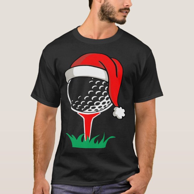 Christmas  santa hat golf ball  golfing gag T-Shirt (Front)