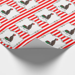 Christmas Santa Hat Greyhound Dog (brindle) Cute Wrapping Paper