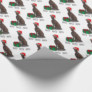 Christmas Santa Hat Greyhound Dog (brindle) Cute Wrapping Paper