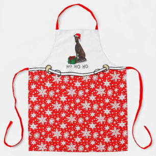 Christmas Santa Hat Greyhound Dog (brindle) Funny Apron