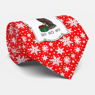 Christmas Santa Hat Greyhound Dog (brindle) Funny Tie