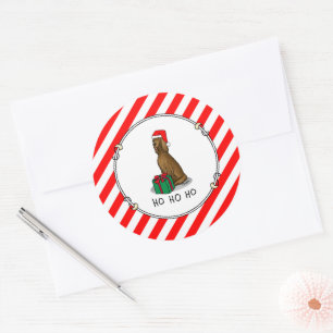 Christmas Santa Hat Irish Setter Dog (red 1) Cute Classic Round Sticker