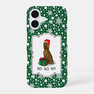 Christmas Santa Hat Irish Setter Dog (red 1) Cute iPhone 16 Case