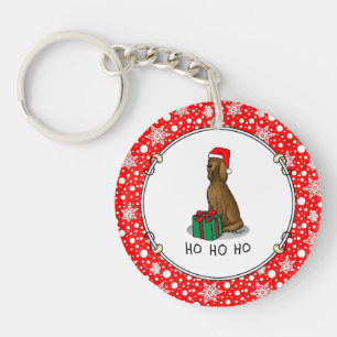 Christmas Santa Hat Irish Setter Dog (red 1) Cute Key Ring