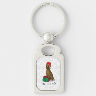 Christmas Santa Hat Irish Setter Dog (red 1) Cute Key Ring