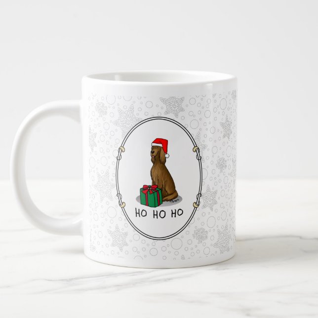 Christmas Santa Hat Irish Setter Dog (red 1) Cute Large Coffee Mug (Left)