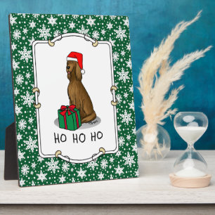 Christmas Santa Hat Irish Setter Dog (red 1) Cute Plaque
