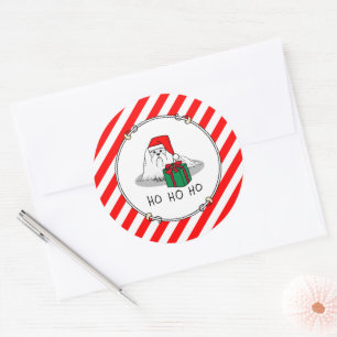 Christmas Santa Hat Maltese Dog Cute Funny Classic Round Sticker